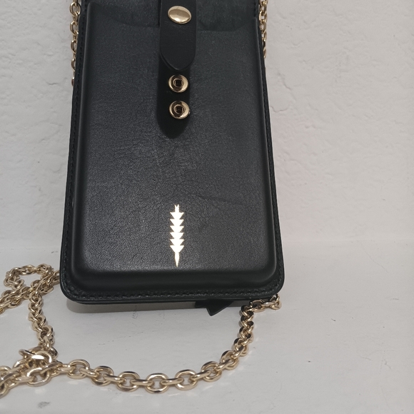 Thacker Black Nora Phone Crossbody Purse Gold Chain - Picture 12 of 12
